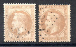 N° 28A X 2 Exemplaires : 2 Nuances, 2 Formats - 1863-1870 Napoléon III Con Laureles