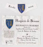 Etiquette Et Millésime HOSPICES DE BEAUNE " MEURSAULT CHARMES 1er Cru 2012 " Cuvée Bahèze De Lanlay (2873)_ev419 - Bourgogne