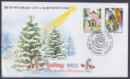 Sri Lanka Ceylon 2011 FDC Christmas, Christianity, Christian, Festival, Snow, Snowman, Tree, Trees, First Day Cover - Sri Lanka (Ceilán) (1948-...)