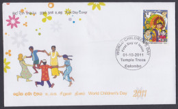 Sri Lanka Ceylon 2011 FDC World Children's Day, Flag, Children, First Day Cover - Sri Lanka (Ceylon) (1948-...)