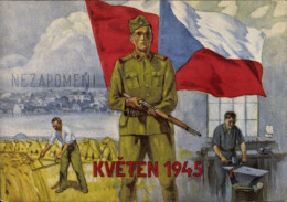 CPA Tschechien, Nezapomen, Kveten 1945, Soldat, Aufstand, Schmied, Bauer - Altri & Non Classificati