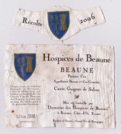 Etiquette Et Millésime HOSPICES DE BEAUNE " BEAUNE 1er Cru 2006 " Cuvée Guigone De Salins (2880)_ev426 - Bourgogne