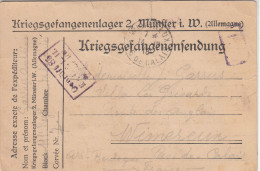 France Carte En FM D'édition Allemande Pour PG Français Du Camp De MÜNSTER 2 Le 14.10.18 - Guerre De 1914-18