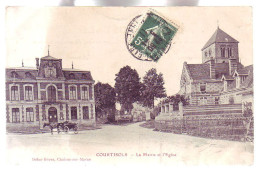 51 - COURTISOLS - La MAIRIE Et L'ÉGLISE - ATTELAGE - - Courtisols