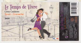 Etiquette En Relief Côtes Catalanes 2020 " Le Temps De Vivre " Pont Paris Tour Eiffel Lampadaire Danse Java (664)_ev790 - Dans