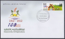 Sri Lanka Ceylon 2012 FDC Department Of Agriculture, Bullock, Farming, Farm, Farmer, First Day Cover - Sri Lanka (Ceylan) (1948-...)