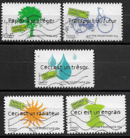 France 2008 Oblitéré  Adhésif  N°183 - 184 - 187 - 188 - 191  Ou N° 4205 - 4206 - 4209 - 4210 - 4213   - Environnement - Used Stamps