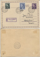 Böhmen Und Mähren Provisorischer Einschreibestempel Krasna/Krasno 19.1.44 - Lettres & Documents