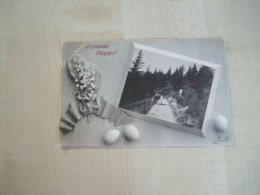 Carte Postale Ancienne 1906 JOYEUSES PÂQUES Paysage Avec Vaches - Pascua
