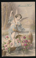 CPA  9 X 14 Fantaisies Chaussure SABOT (58) "Heureux Noël"  Amour Gaffe Rivière église Roses - Autres & Non Classés