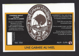Etiquette De Bière Au Miel  -   Brasserie Une Gabare à Husseau  à  Montlouis Sur Loire (37) - Bière