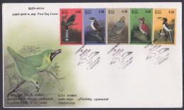 Sri Lanka Ceylon 2003 FDC Resident Birds, Omnivorus, Malkoha, Babbler, Fracolin, Woodpecker, Hornbill, First Day Cover - Sri Lanka (Ceylan) (1948-...)