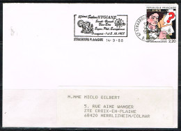 FEM-L5 - FRANCE Flamme Illustrée Sur Lettre Salon HYGIANE Strasbourg 1988 - Oblitérations Mécaniques (flammes)