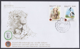 Sri Lanka Ceylon 2013 FDC Yala National Park, Leopard, Elephant, Stork, Wildlife, Wild Life, Animal Bird First Day Cover - Sri Lanka (Ceylon) (1948-...)