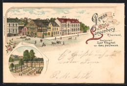 Lithographie Langenberg /Rheinland, Restaurant Zur Vogtei, Kaiserliches Postamt  - Sonstige & Ohne Zuordnung