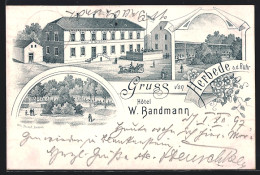 Lithographie Herbede A. D. Ruhr, Hotel W. Bandmann Mit Restaurant Und Garten  - Sonstige & Ohne Zuordnung