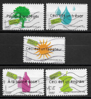 France 2008 Oblitéré  Adhésif  N° 183 - 187 - 188 - 189 - 191  Ou N° 4205 - 4209 - 4210 - 4211 - 4213  - Environnement - Used Stamps