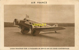 Aviation, Air-France, Avion Trimoteur Pour 10 Passagers - 1919-1938