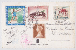 Monaco Monte Carlo Carte Postale Timbre JO Mexico 1968  Lancer Du Poids Olympics 68 Stamp Air Mail Postcard - Lettres & Documents