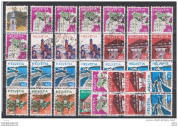 SVIZZERA:  1973  DEFINITIVA  -  LOTTO  33  VAL. RIPETUTI  US. -  YV/TELL. 933//942 - Used Stamps