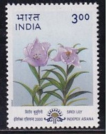 India MNH 2000 Indepex Asiana Siroi Lily (Lilium Mackliniae), Flower Plant In Manipur Medicine For Skin - Neufs