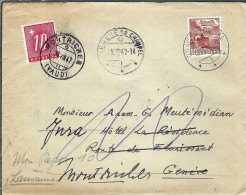 SUISSE 1947: LSC De Grange-Canal Pour Genève, Puis Montricher, Taxée 10c - Lettres & Documents