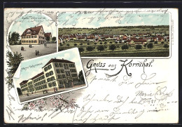 Lithographie Kornthal / Württ., Teilansicht, Höheres Töchterinstitut, Zweites Töchterinstitut  - Sonstige & Ohne Zuordnung
