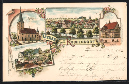 Lithographie Kochendorf / Württ., Kirche, Zwingenberg, Rathaus  - Sonstige & Ohne Zuordnung