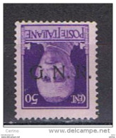 R.S.I. VARIETA' :  1944  TIRATURA  VERONA  -  50 C. VIOLETTO  L. -  SOPRASTAMPA  CAPOVOLTA  -  2  SIGLE  -  C.E.I. 71 A - Ungebraucht