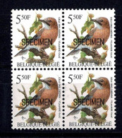 Belgique 2526 Buzin Specimen école Postale Année 1993 Bloc De 4 Rare - Used Stamps