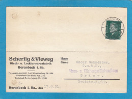 BLECH- U. LACKIERWARENFABRIK, BERNSBACH.POSTKARTE NACH TRIER. - Storia Postale