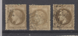 Yvert 30 + 30a + 30b Oblitérés Brun Brun Clair Et Brun Noir - 1863-1870 Napoleon III With Laurels