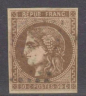 EXCEPTIONNELLE COMBI "R RELIE Au CADRE" + " LIGNE BLANCHE (Spink)" N°47eg BE Signé Cote >900€ - 1870 Ausgabe Bordeaux