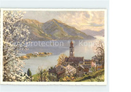 11654254 Ronco TI Panorama Lago Maggiore Baumbluete Kuenstlerkarte  - Sonstige & Ohne Zuordnung