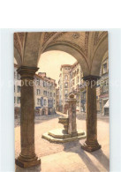 11654250 Lugano TI Piazza Dante Fontana Kuenstlerkarte Lugano TI - Sonstige & Ohne Zuordnung