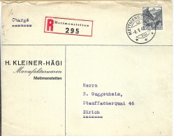 SUISSE 1940: LSC Rec. De Mettmenstetten Pour Zürich - Briefe U. Dokumente