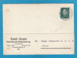 FIRMENKARTE AUS STEINBACH - HALLENBERG NACH TRIER. - Storia Postale