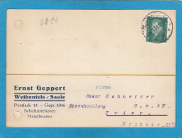 FIRMENKARTE AUS WEISSENFELS / SAALE NACH TRIER. - Storia Postale