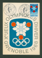 FR-CARTE POSTALE "EMBLEME XEMES JEUX OLYMPIQUES D'HIVER DE 1968 A GRENOBLE"CACHET REIMS 6 ET 7/05/1967-ETAT** - Winter 1968: Grenoble