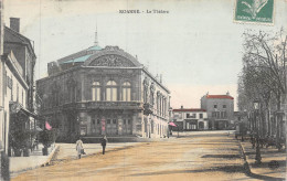 P-24-Mi-Is-984 : ROANNE. LE THEATRE. TRAMWAY. CARTE EN COULEUR - Roanne