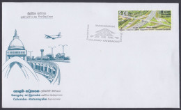 Sri Lanka Ceylon 2013 FDC Colombo-Katunayake Expressway, Infrastructure, Highway, Road, Aeroplane, First Day Cover - Sri Lanka (Ceilán) (1948-...)