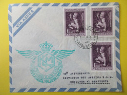 Marcophilie - Enveloppe - Argentine - 18 Octobre 1956 - 10° Aniversario - KLM - Poste Aérienne