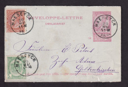 228/41 - Enveloppe-Lettre Type TP 46 + TP Armoiries Et Fine Barbe MAESEYCK 1895 Vers GELSENKIRCHEN Allemagne - Briefumschläge