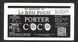 Etiquette De Bière Porter Coco  -  Brasserie  La Bière Percée  à  Pierre Châtel   (38) - Bière