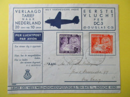 Marcophilie - Enveloppe - Nederland - Per Luchtpost - Par Avion - Eerste Vluch Per DC-3 - Luftpost