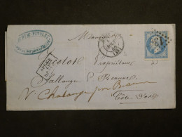 DO 6  FRANCE  LETTRE RRR 1866 DIJON +APRES DEPART +N°22 DECALé+ AFF. INTERESSANT++ - 1849-1876: Période Classique