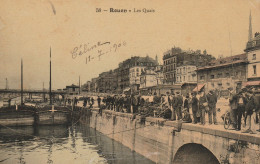 ROUEN LES QUAIS 1906 CPA COLORISEE TOILEE TBE - Rouen