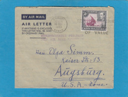 AEROGRAMME ENVOYE PAR VOIE TERRESTRE AVEC CACHET "INSUFFICIENTLY PREPAID FOR AIR MAIL - DIVERTED FOR SURFACE MAIL - Kenya, Ouganda & Tanganyika