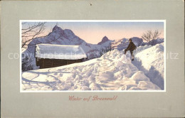 11653399 Braunwald GL Wanderer Im Tiefen Schnee Berghuette Braunwald - Altri & Non Classificati