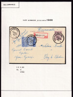 233/41 - Entier Carte Postale Recommandée + TP Export - YVES-GOMEZEE 1949 Vers THY LE CHATEAU - Tarjetas 1934-1951